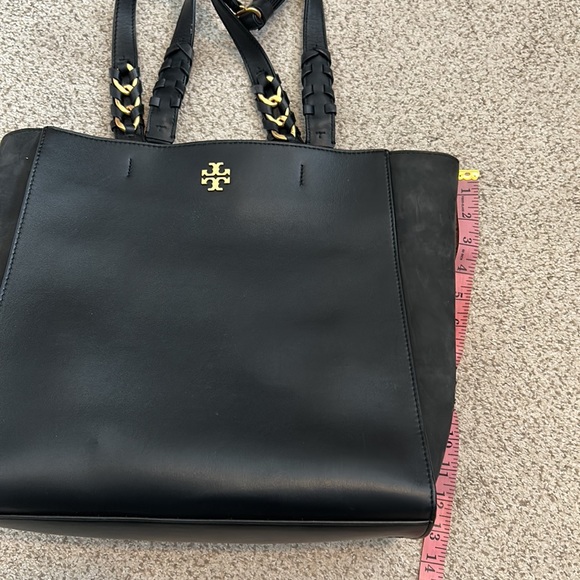 Tory Burch “Brooke” Suede and Smooth Leather Tote in Black - Picture 15 of 16